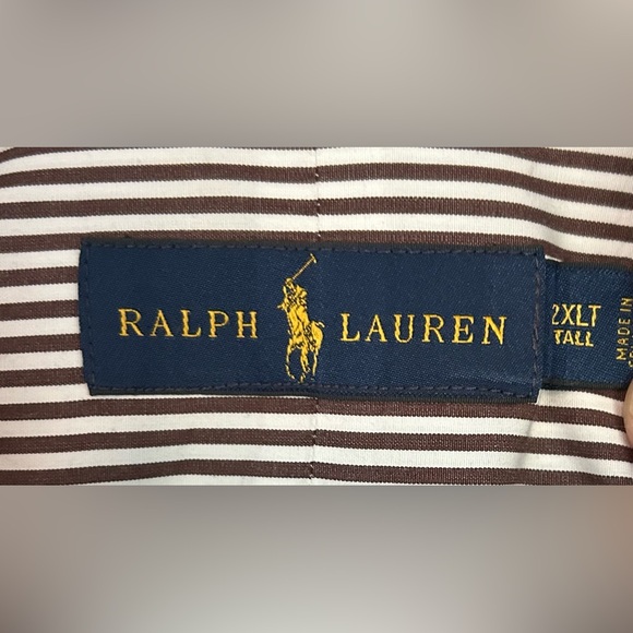 Ralph Lauren Brown/White Striped Long Sleeve Shirt - Picture 5 of 5